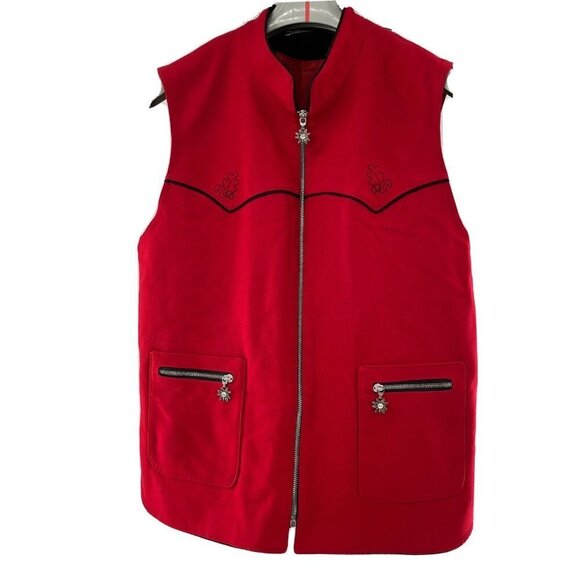 Ursl Trachten Other - Ursl-Trachten Germany Vest Wool Blend Red Embroidery UK 42 US Large Edelweiss